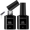 TOMICCA Gel Nail Top Coat and Base 8ml No Wiping Large Compatible Coat, (2-Pack), Non-Wipe, Required, Capacity, UV/LED
