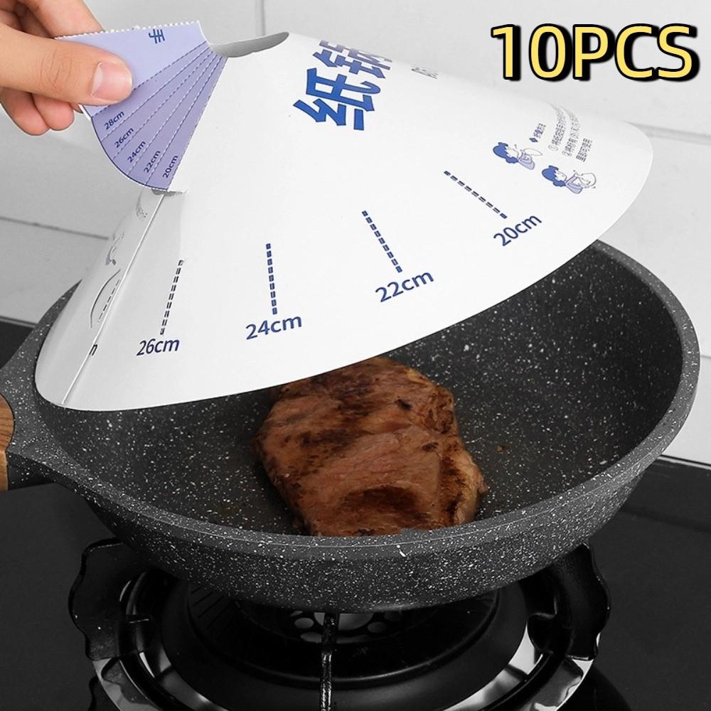 10 шт. Регулируемая бумажная крышка от брызг для микроволновой печи, круглая одноразовая крышка для кастрюли, крышка для походной кастрюли, барбекю