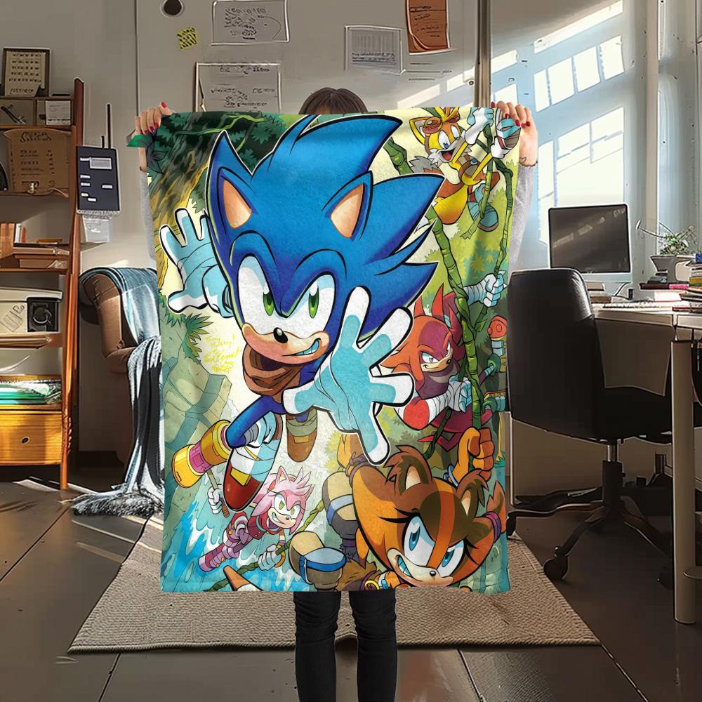 Sonic the Hedgehog Flannel Blanket, High quality Comfortable for All Seasons, Home Decor, Warmth and Comfort