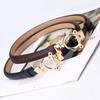Adjustable Dark Leather Decorative Belt for Women - Fashionable Accessory for Dresses and Sweaters In Stock