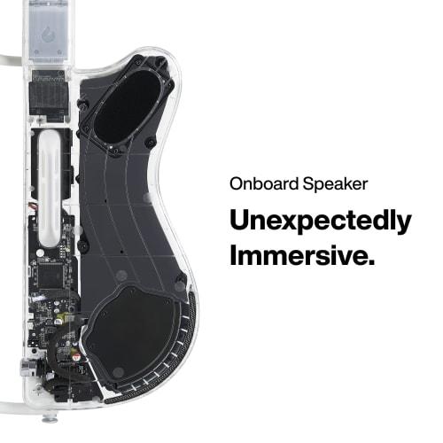 LAVA GENIE Sampler Guitar, No Strings, Hundreds of Instrument Presets, Onboard Speaker, Foldable and Detachable, White, 30.5 inches.