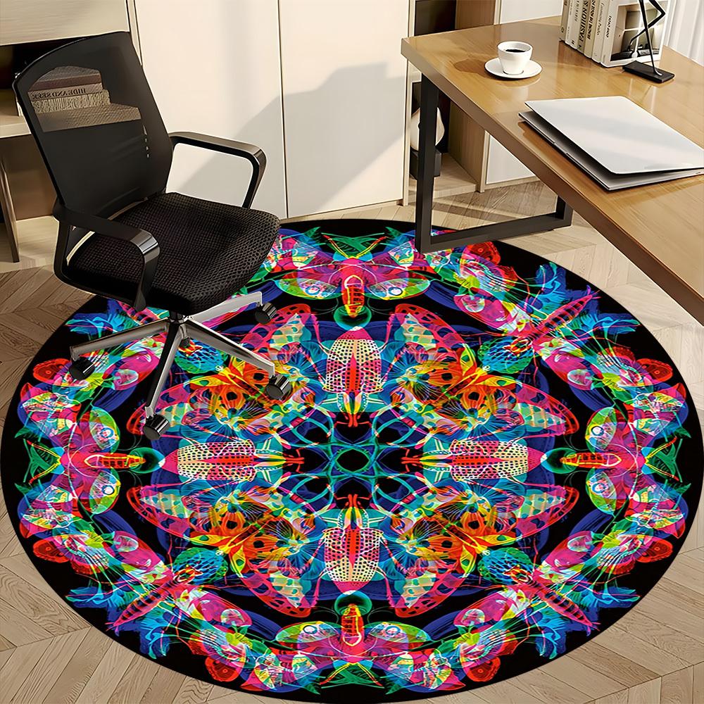 1pc Butterfly Kaleidoscope Chair Carpet for Office - Durable, Ideal for Chair Mats, Stylish & Functional Decorative Rug yy260130096