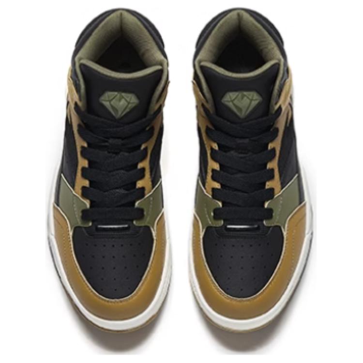 Anta Slip Resistant Height Increasing High top Skateboard Shoes Men's Black Gold 112448031-2