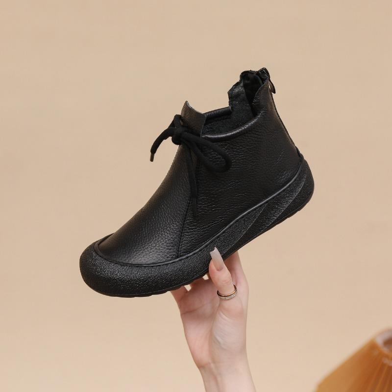 Autumn Early Winter Genuine Leather Shoes Women Ankle Boots Soft Brand Ladies Fashion Boots Plus Size 41