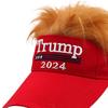 Шляпа Трампа 2024 с волосами, парик «Сохраним Америку снова великой», шляпа с вышитой буквой Трампа, шляпа с американским флагом, регулируемая бейсболка