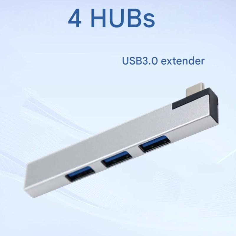 Алюминиевый 4-портовый USB-разветвитель USB C с угловым разъемом 90 градусов, экономичный удлинитель для ноутбука, ПК, консолей