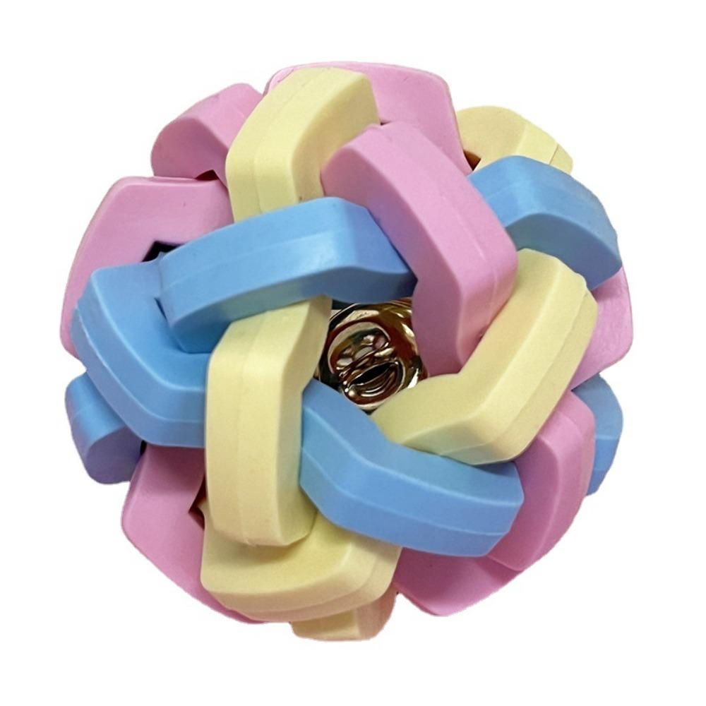 Fun Colorful Cats Dogs Elastic Ball Macaron TPR Woven Bell Ball Teeth Grinding Bite Resistant Toy Ball Relief Toy