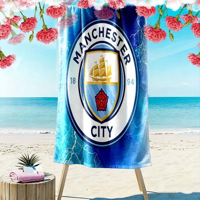 Пляжное полотенце с принтом MCFC, Большое мягкое быстросохнущее полотенце для пляжа, кемпинга, плавания