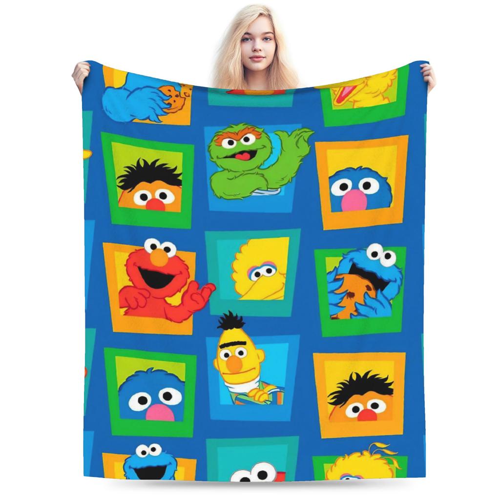 Sesame Street Cartoon Blanket Elmo Lovely Flannel Funny Breathable Throw Blankets for Bedding Lounge Textile Decor