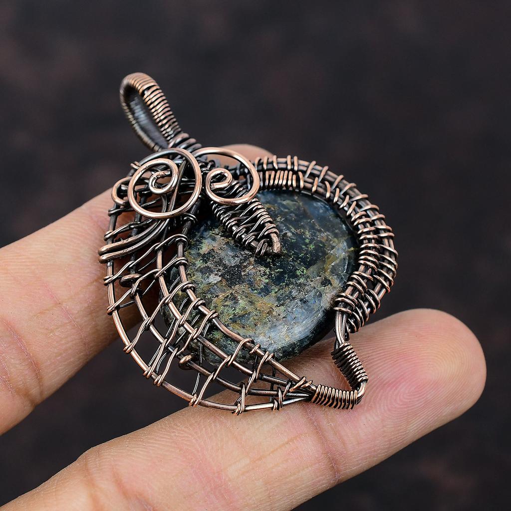 Kyanite Gemstone Pendant Copper Wire Wrapped Pendant Decent Pendant Kyanite Copper Jewelry Handmade Pendant Wire Design Jewelry Gift For Him