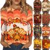 Женская модная зимняя повседневная футболка с круглым вырезом и принтом в полоску с надписью «День благодарения» с рукавом три четверти Женская одежда