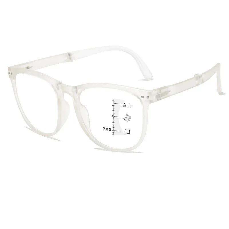 Унисекс портативные складные прогрессивные мультифокальные очки для чтения роскошные круглые очки для дальнего зрения очки с блокировкой синего света