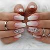 24 Pcs/Set Press On Nail Diamond Long Glitter Gradient False Nails Wear Waterproof Finished Nails Qucik Nails Stickers