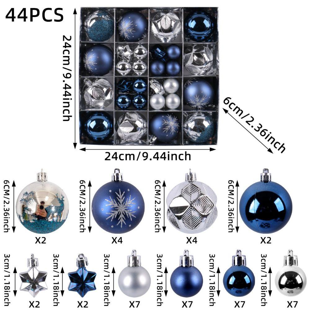 44pcs Shatterproof Painted Christmas Balls Pendant Merry Christmas Decor  Holiday Wedding Party