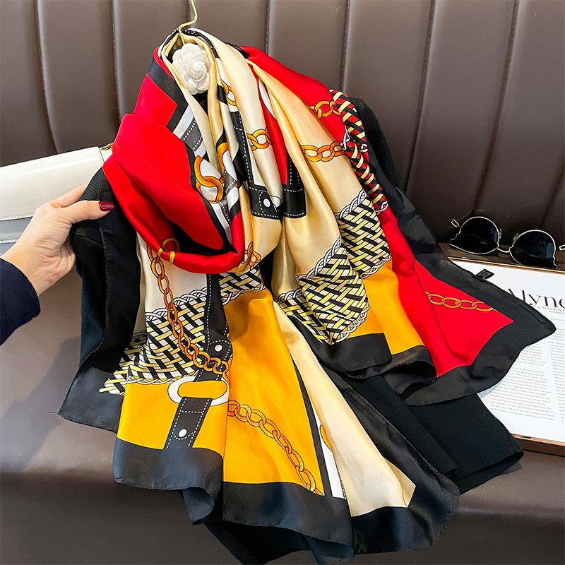 New Summer Fashion Sunscreen with Shawl On The Outside Geometric High-quality Silk Scarf Neck Protection and Warm Air Conditioning Blanket