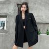Премиальное черное пальто свободного кроя с уникальным дизайном для женщин, уличный модный шикарный блейзер небольшого размера с первоклассным ощущением