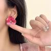 New Butterfly Flower Petals Enamel Stud Earrings For Women Girl Wedding Jewelry Lady Temperament Rhombus Pendientes