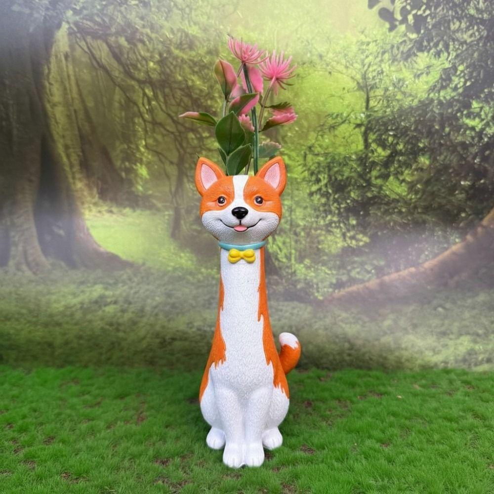 Poodle/Siberian Husky Shape Handcrafted Quirky Corgi Dog Vase Golden Retriever Planter Shelf Decor