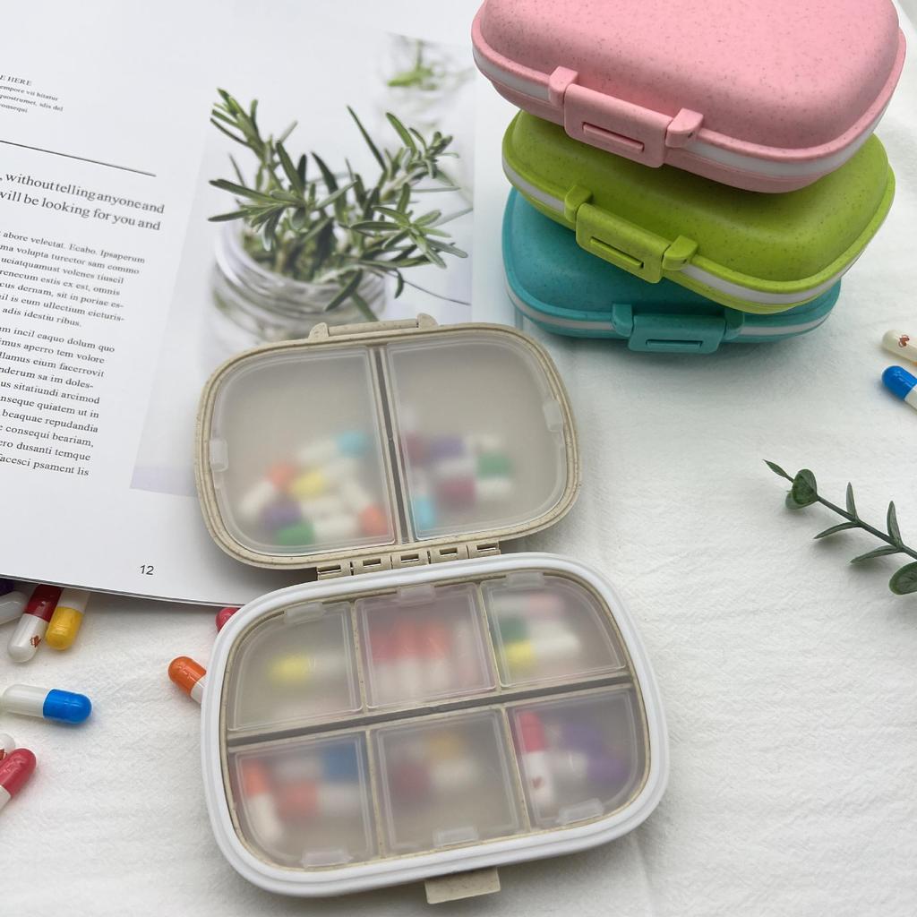 Портативный органайзер для таблеток с 8 отделениями из пшеничной соломы - Влагозащищенный еженедельный контейнер для лекарств