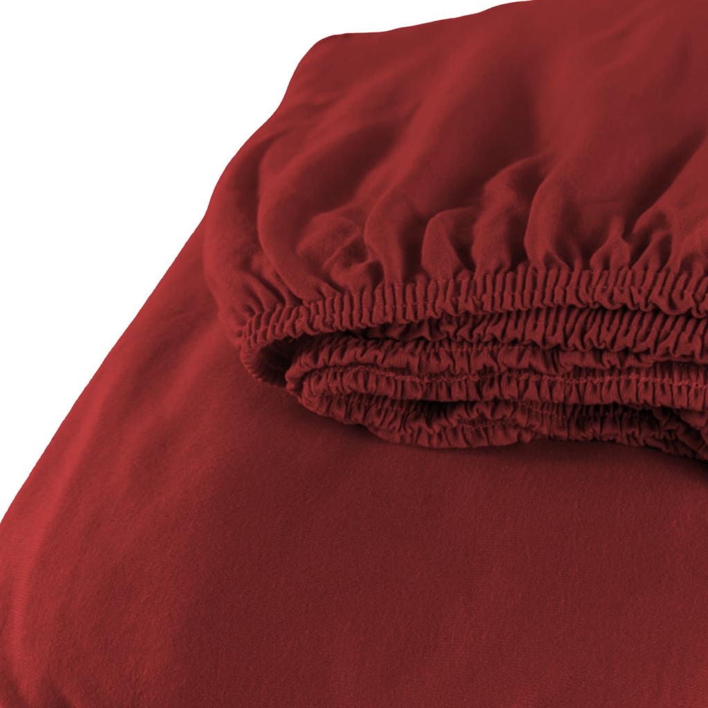 Fitted Sheet 140x200 Cotton Jersey ELASTIC Burgundy Polish