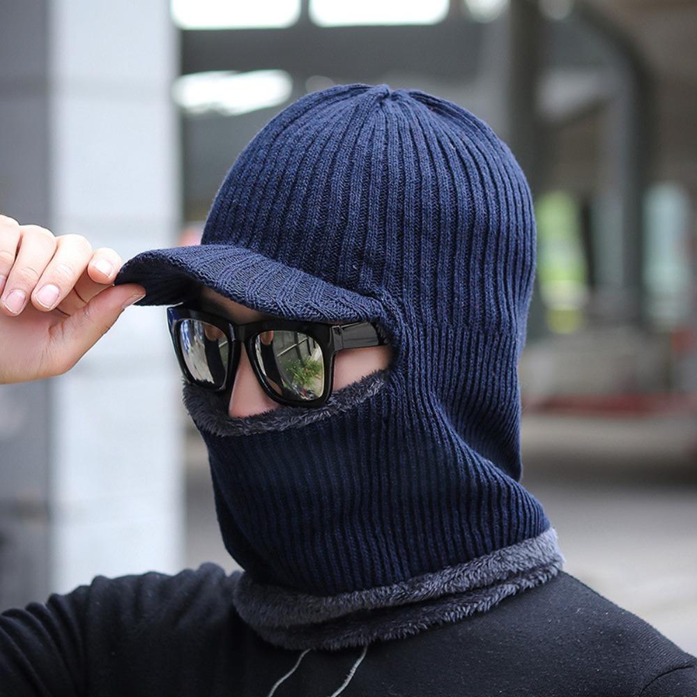 Keep Warm Male Beanie Hats Thick Scarf Cap Comfortable Winter Hat Scarf