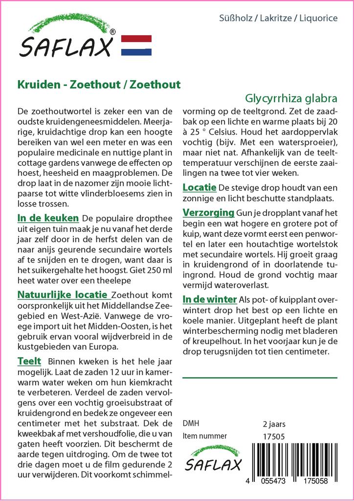 SAFLAX Garden in the Bag - Солодка - 30 семян - С субстратом в подходящем пакете-стойке - Glycyrriza glabra