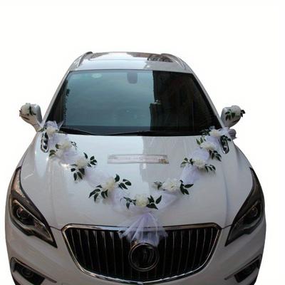 Свадебный автомобиль Передний цветок Главный набор цветов для автомобиля Цветок для автомобиля Цветочная композиция для команды, тянущей за ленту Набор присосок