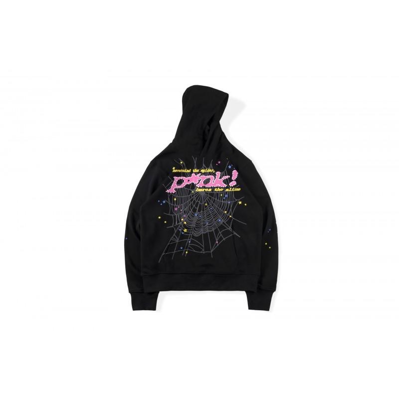 Mens Hooded Sweatshirt Set Spider Web Letter Print Streetwear Teens Youth Casual