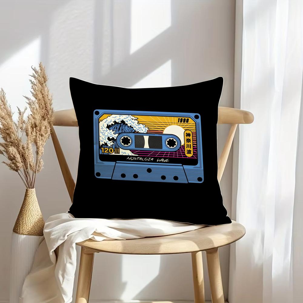 Retro Cassette Tape Cushion Cover Soft Plush Throw Pillow Cover DoubleSided Decorative Cushion Case Sofa Bedroom Home Decor