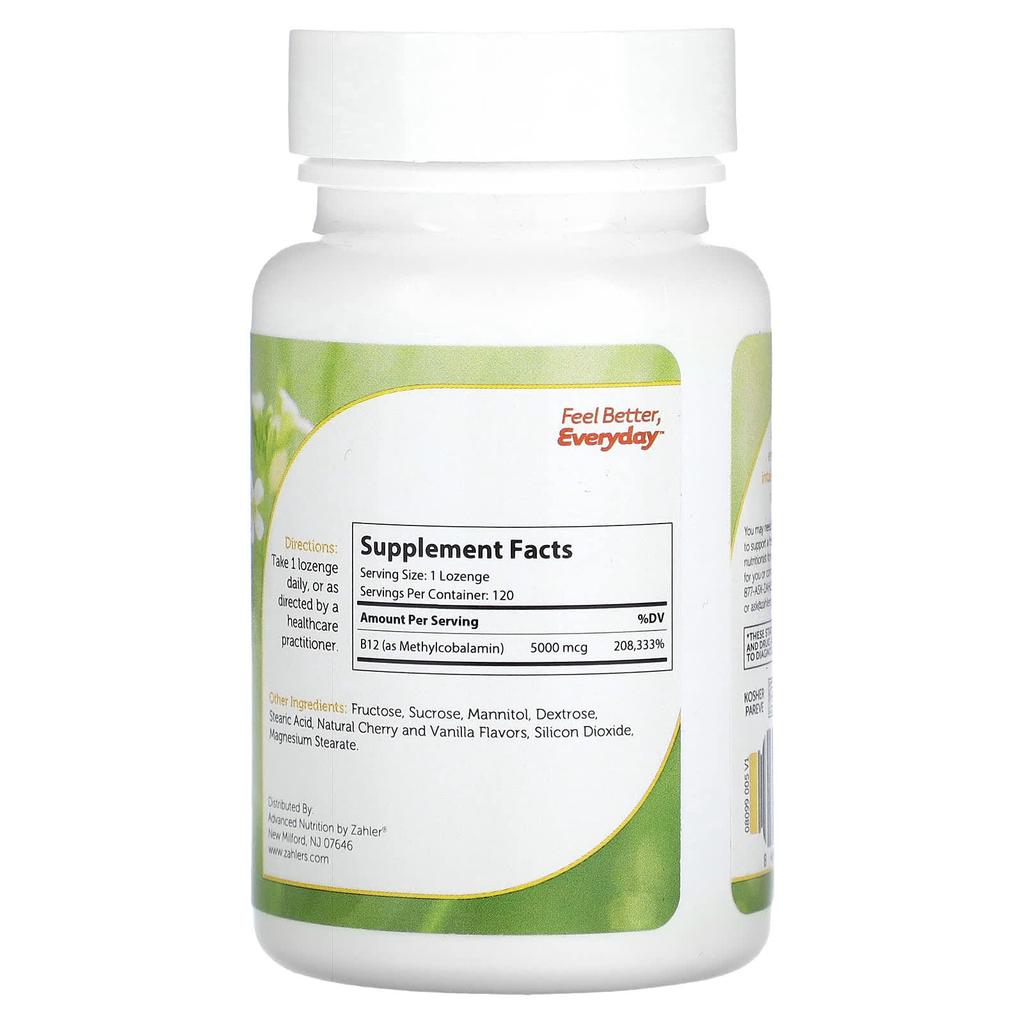 B12 Energizer+, Advanced B12 Formula, Natural Cherry Flavor, 5,000Mcg, 120 Lozenges