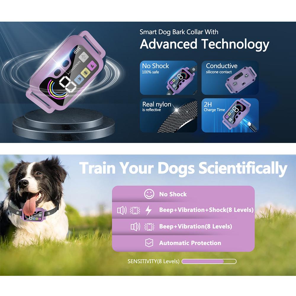 Устройство для дрессировки собак, ошейник из коры для собак, цветной экран, интеллектуальный дрессировщик собак, водонепроницаемый IP67