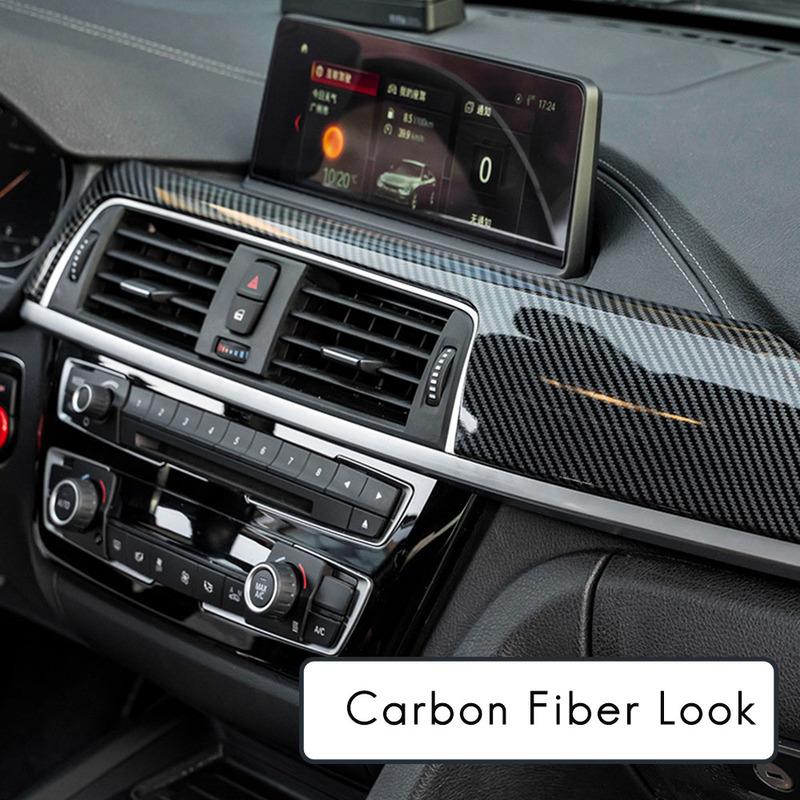 For BMW 3 4 Series F30 F31 F32 F34 2013- Carbon Fiber Central Dashboard Strip Trim+Left Air Vent Outlet Cover Trim