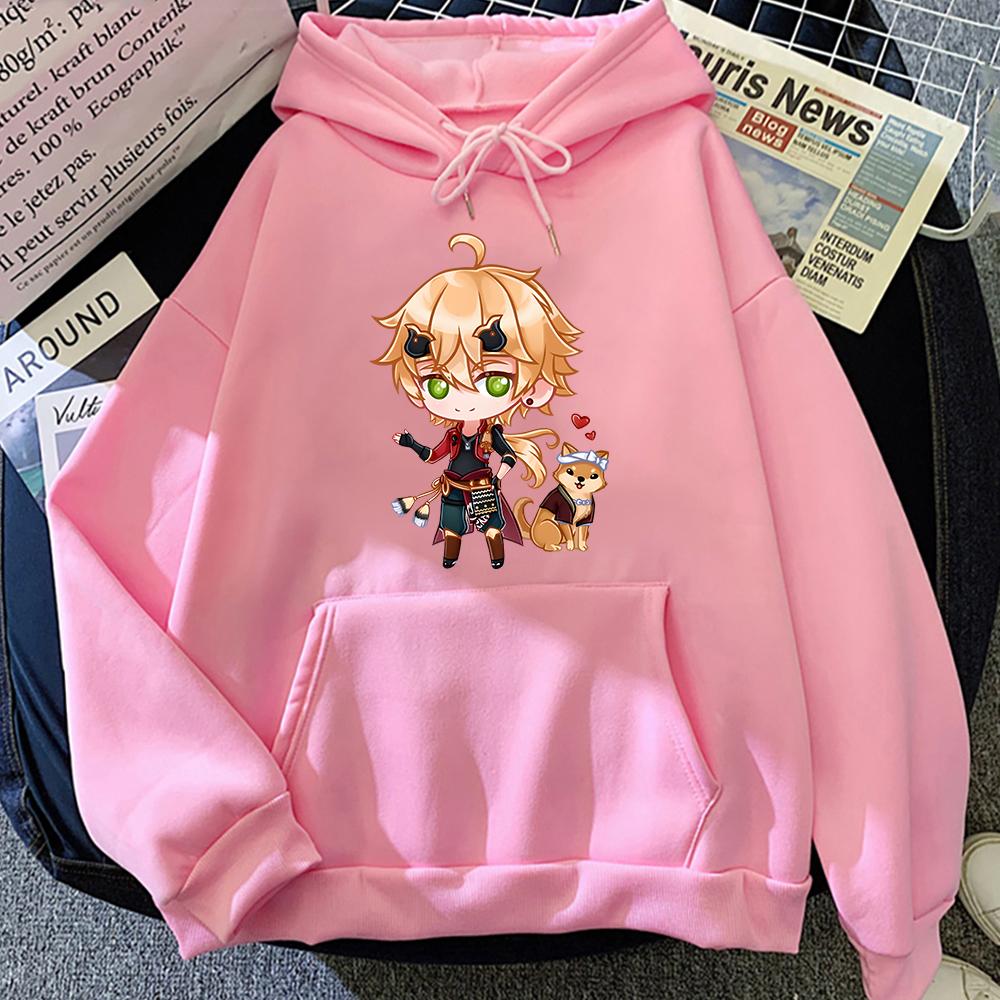 Hot Kawaii Oversized Genshin Impact Hoodie Game Printed Thoma Sweatshirts Horror Sudaderas Mujer Gothic Hip Hop Wo Unisex Streetwear