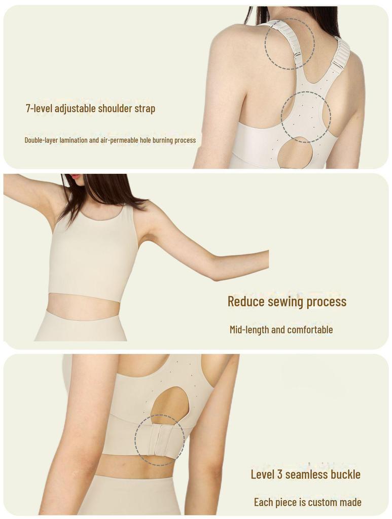 Qiaoyi High-Strength Shockproof Sports Bra for Running & Fitness - Fixed Cup Design for Large Chest