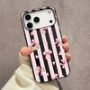 Для iPhone 16 Pro Max Матовый Полуполосатый Чехол-бампер с Бантом для IPhone 16e 15 14 13 12 11 Pro 16 Plus Air Cover Funda