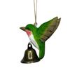 Wood Carving Hummingbird Ornament with Tree Stump/Bell Handcrafted Bird Figurine Statue Sculpture Home Office Desktop Decoration