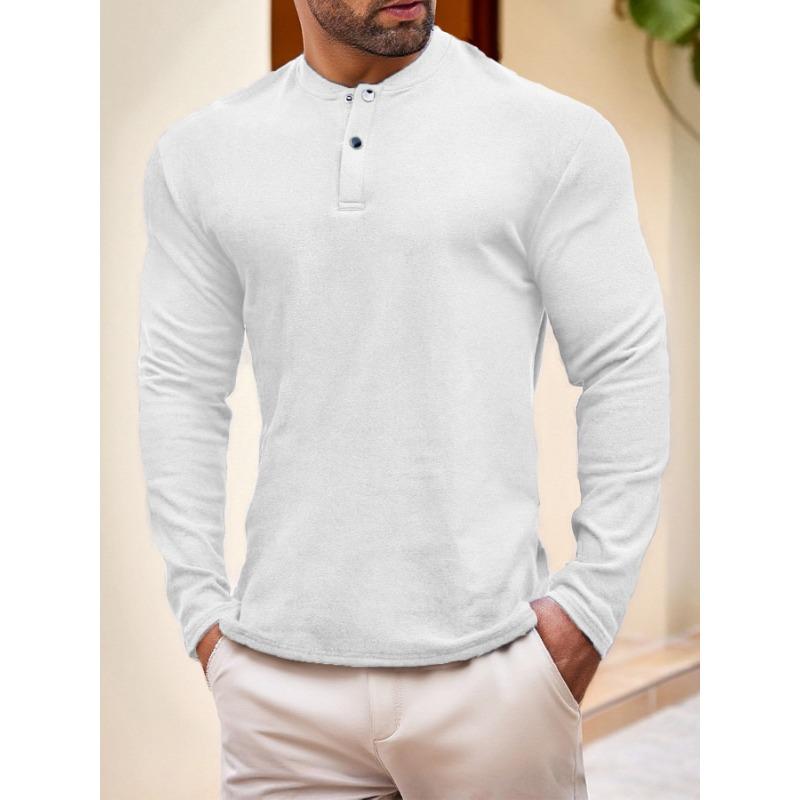 Men S Long Sleeve Solid Color Sports Casual Thermal Top