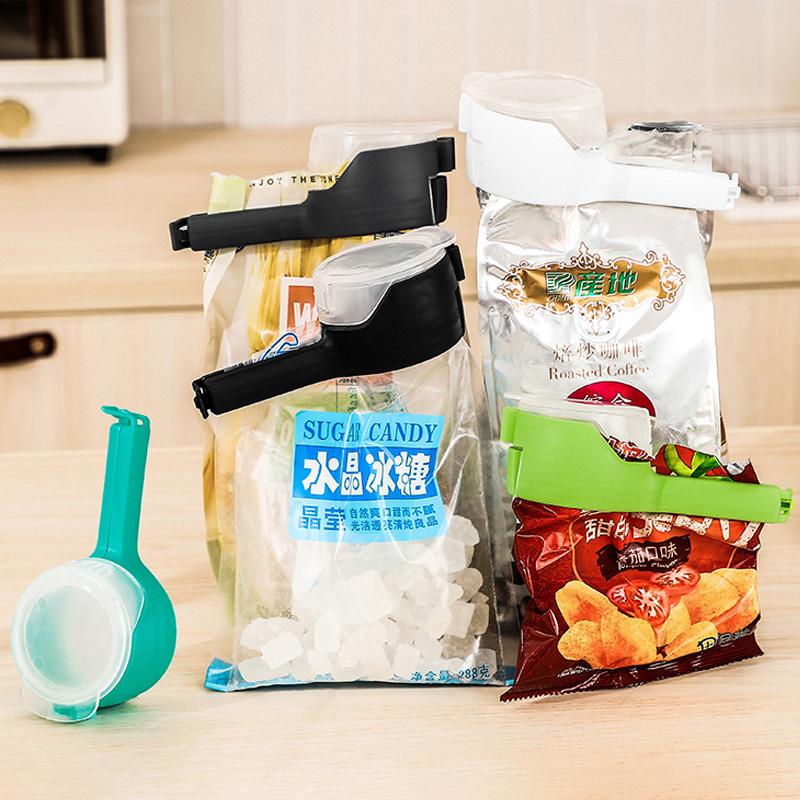 1Pcs Food Storage Bag Sealing Clips Plastic Cap Sealer Clip With Pour Spouts Snack Candy Storage Fresh Clamp Kitchen Organizer
