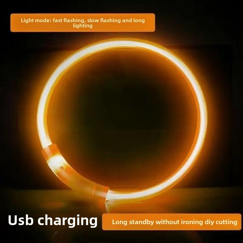 Светодиодный ошейник для домашних животных, светящийся ошейник для собак, USB-зарядка, ночной светящийся ошейник для собак, товары для животных
