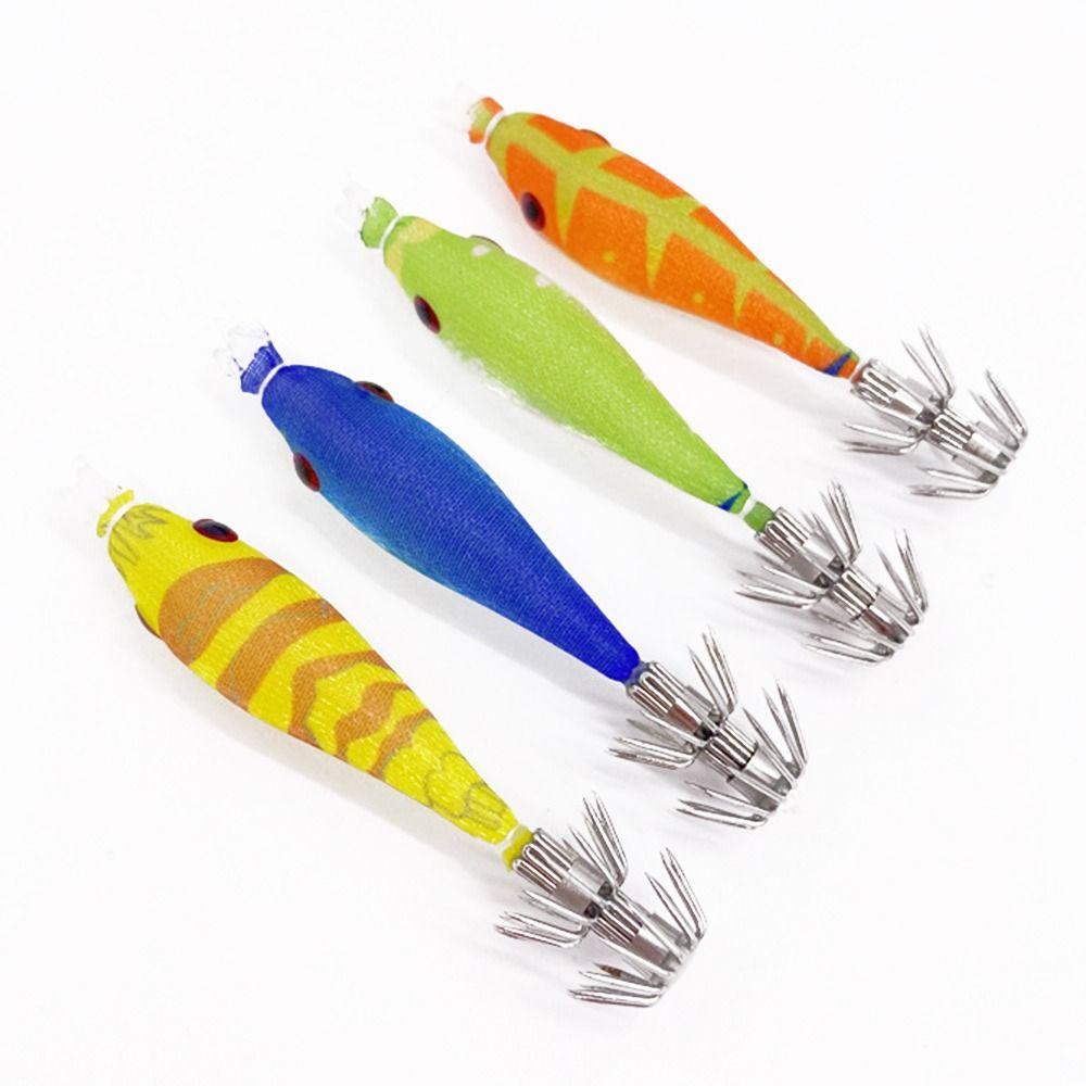 Simulation Jigs Luminous Lead Sinker Wood Shrimp Lures Octopus Bait Weave Squid Hook Fishing Tackle