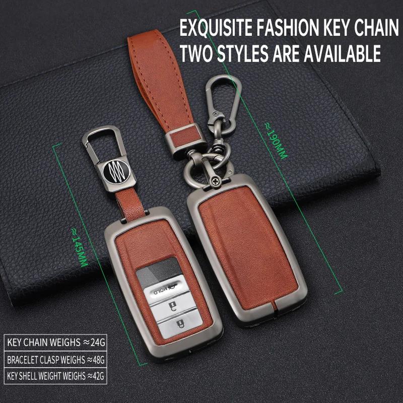 Zinc Alloy +Leather Car Key Case Cover Shell Fob For Honda Acura RLX MDX CDX TLX-L NSX RDX Holder Auto Car Keychain Accessories CC88