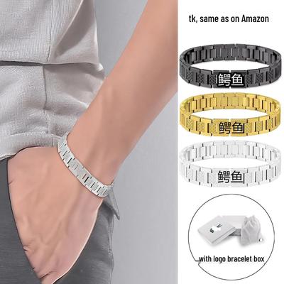 Мужской универсальный регулируемый браслет из нержавеющей стали в французском стиле с крокодилом