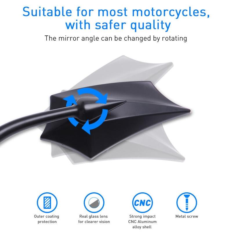 2 шт./компл. черные мотоциклетные зеркала заднего вида для Honda/Kawasaki/Suzuki/Yamaha/Aprilia/Harley