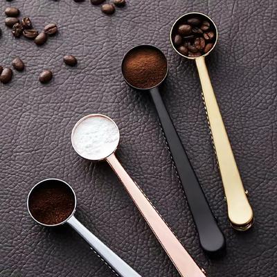 2 в 1 ложка-лопатка для кофе из нержавеющей стали с зажимом для герметизации, серебряные кухонные принадлежности с зажимом для герметизации, кухонные принадлежности в подарок