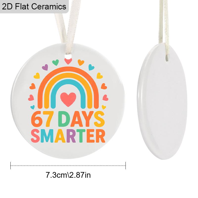 1pc/4pcs School Season, Six Seven Days of School, Smarter Teach Love Inspire Pattern, Ceramic Ornament Hanging Decor, Home Party Decor