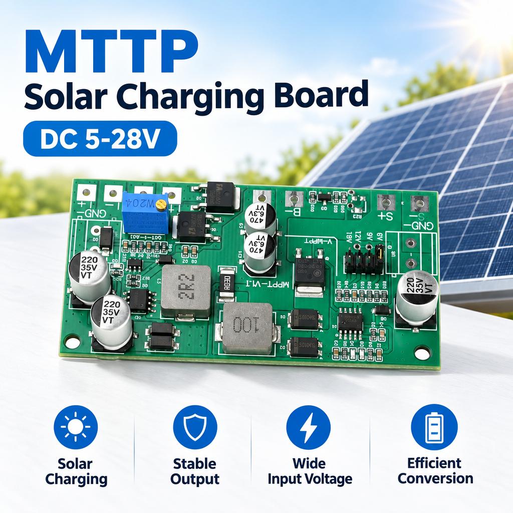 DC 5-28V 4A MTTP Solar Panel Charging Controller Board 6V / 9V / 12V / 18V Output for 3.7V Ternary Lithium Battery