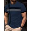 Summer Round Neck 3D Contrast Color Print Top Fashionable Casual Short Sleeved Men's T-shirts