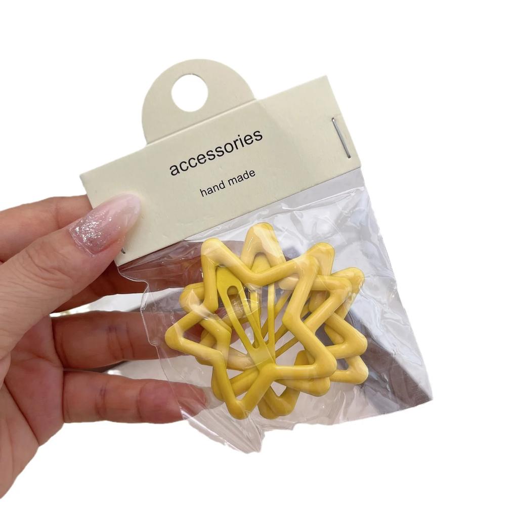 5 шт., шпильки-невидимки для девочек в виде звездочек конфетного цвета, крутые металлические заколки для волос в виде пентаграммы для девочек, аксессуары для головных уборов в стиле Харадзюку