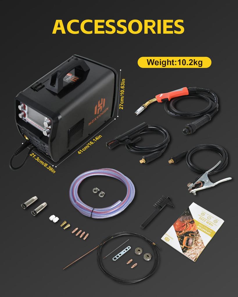[Вилка ЕС]HZXVOGEN 200A алюминиевый сварочный аппарат MIG 110 В/220 В 5 в 1 MIG/Lift TIG/MMA/точечная сварка/Spool Gun инверторный сварочный аппарат IGBT с большим ЖК-дисплеем