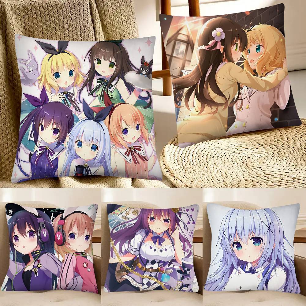 Anime IIs The Order A Rabbit Pillow Case Fashion Square Pillowcase Bedroom Sofa Room Ins Decoration Leisure